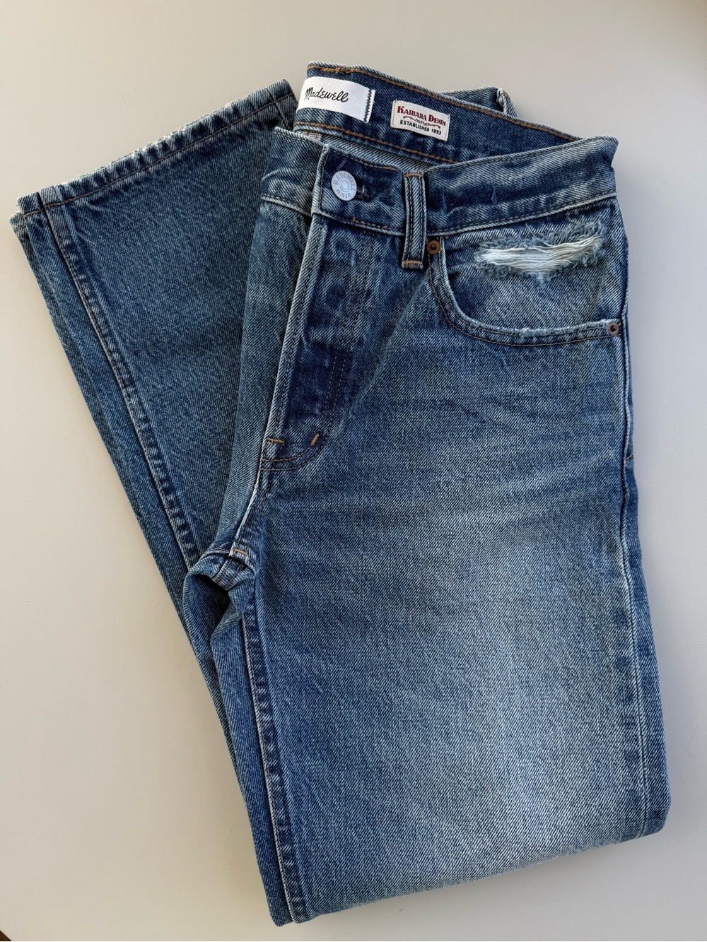 Madewell Dean Easy Straight Jeans Kaihara Denim 25 ,Classic Blue